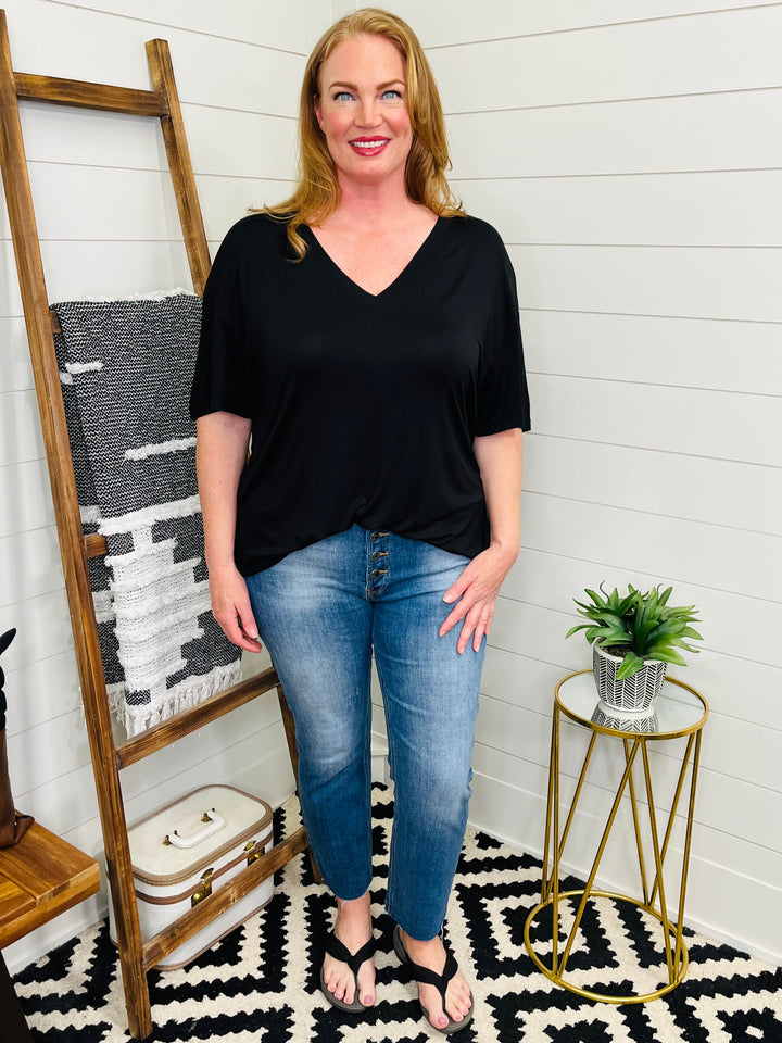 Love Lindsey Bamboo V Neck Drop Shoulder Tee