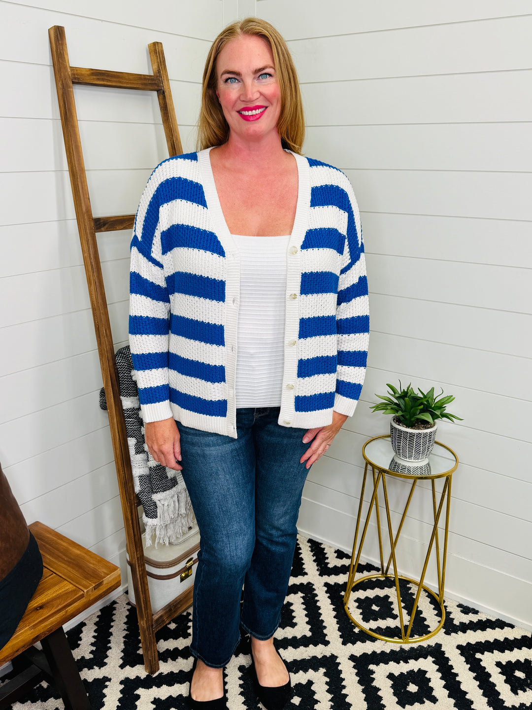 Cobalt Blue Stripe Cardigan