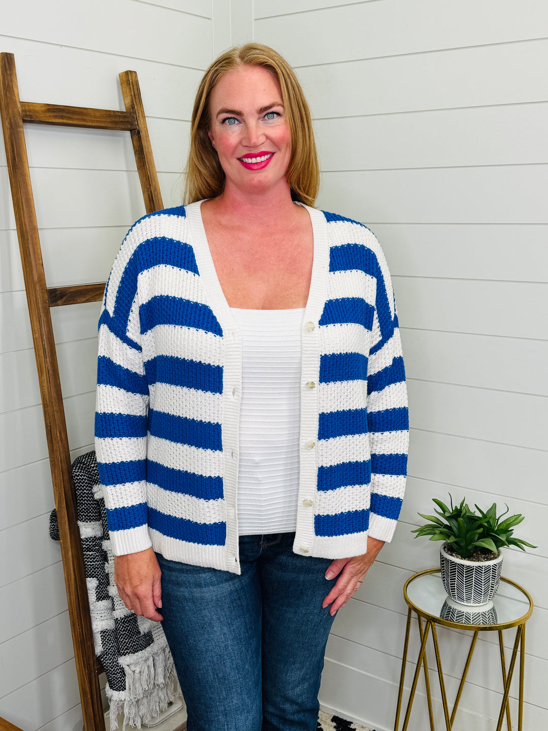 Cobalt Blue Stripe Cardigan