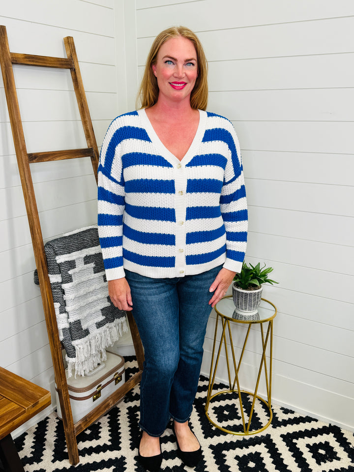 Cobalt Blue Stripe Cardigan