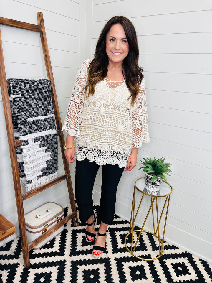 Bell Sleeve Beauty Crochet Cover Up