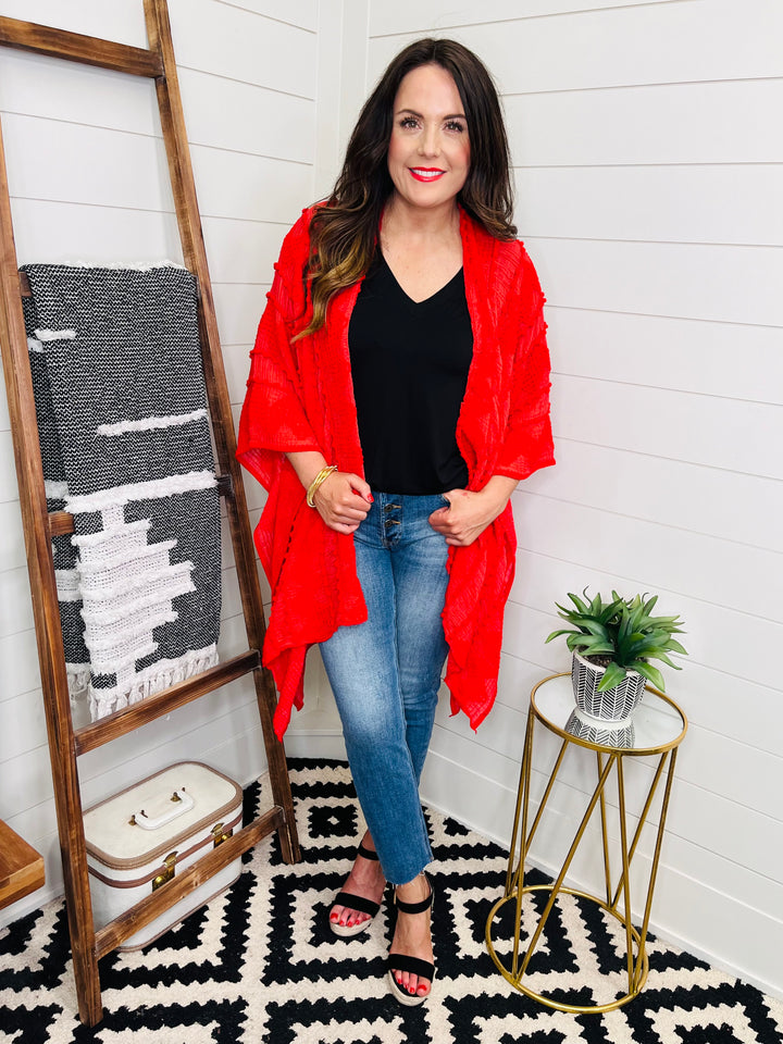 Red Pom Kimono
