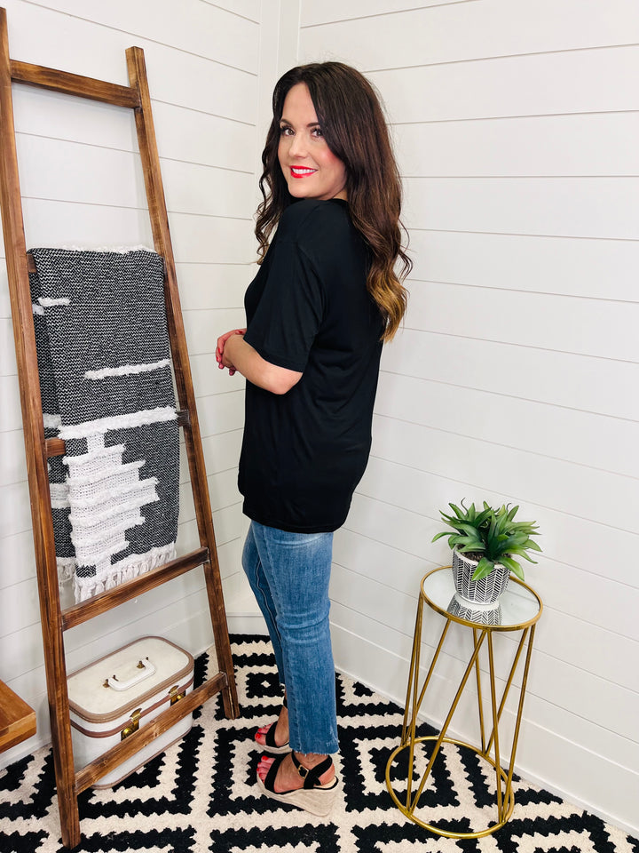 Love Lindsey Bamboo V Neck Drop Shoulder Tee