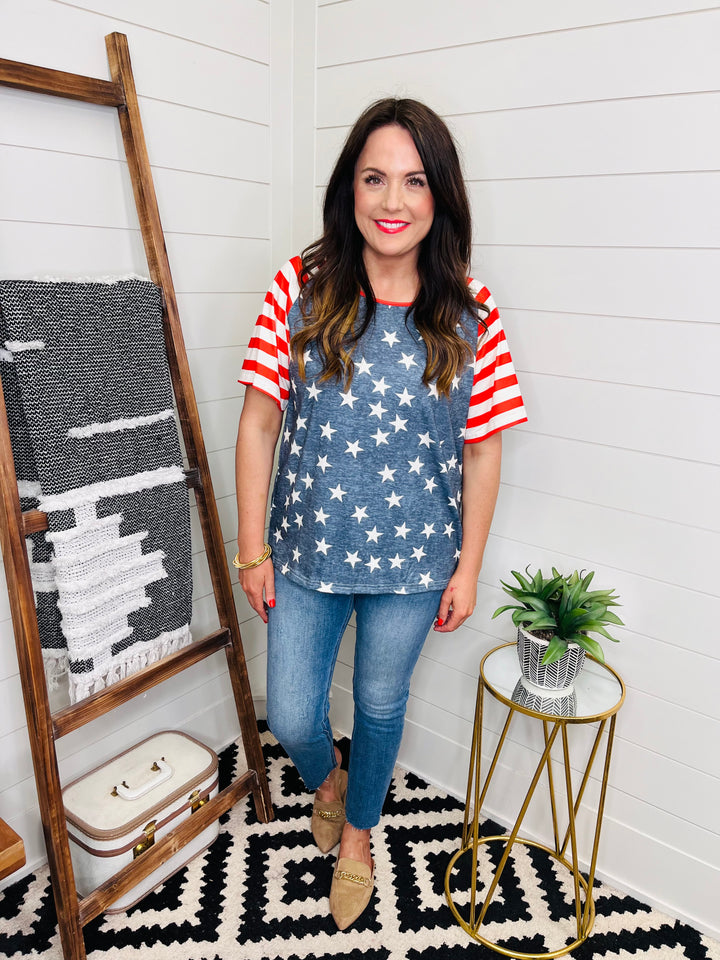 Stars and Stripes Drop Shoulder Tee