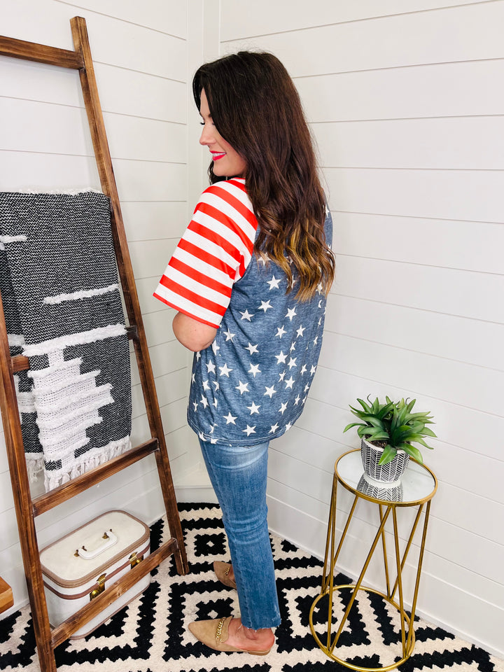 Stars and Stripes Drop Shoulder Tee