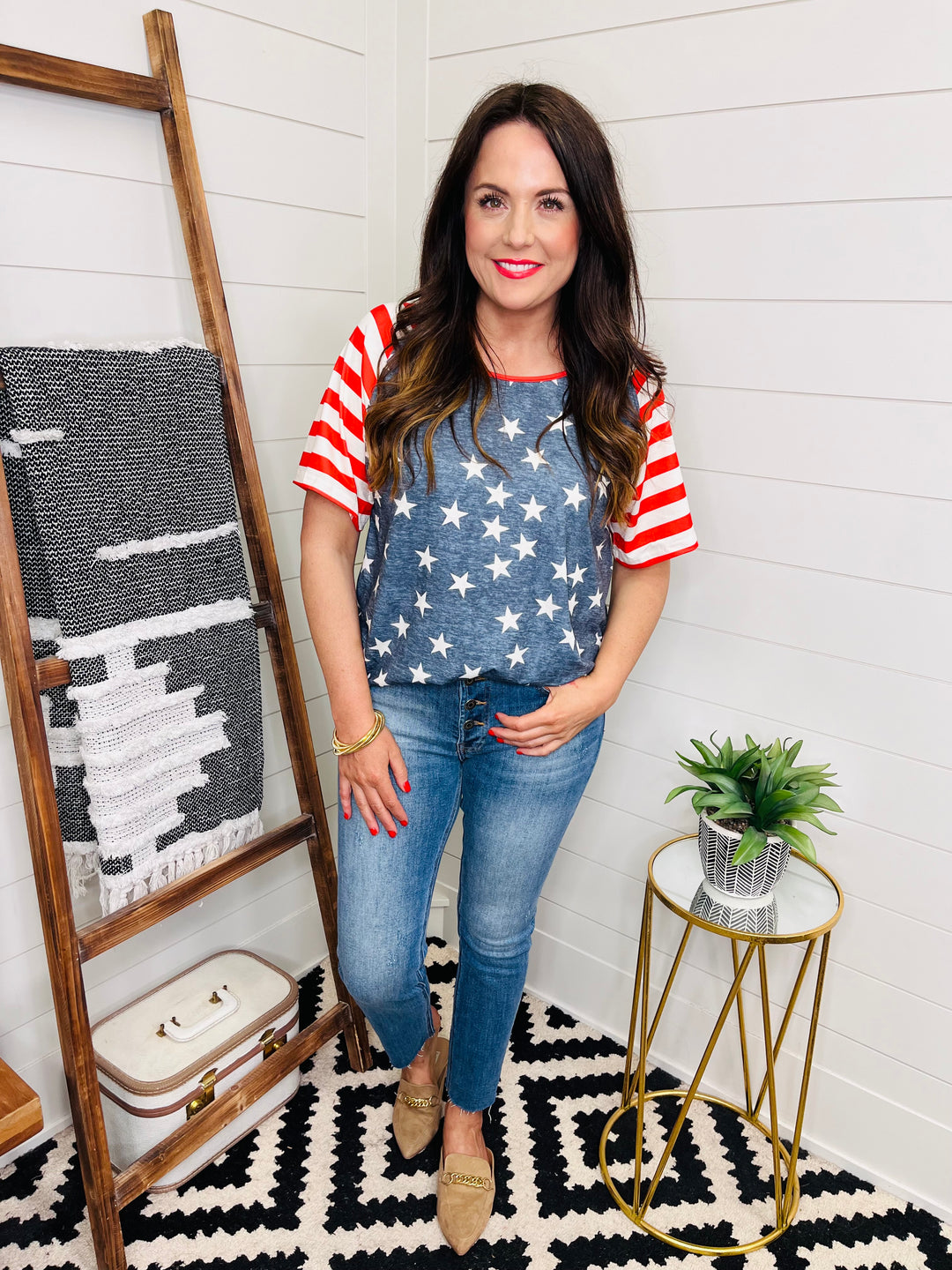 Stars and Stripes Drop Shoulder Tee