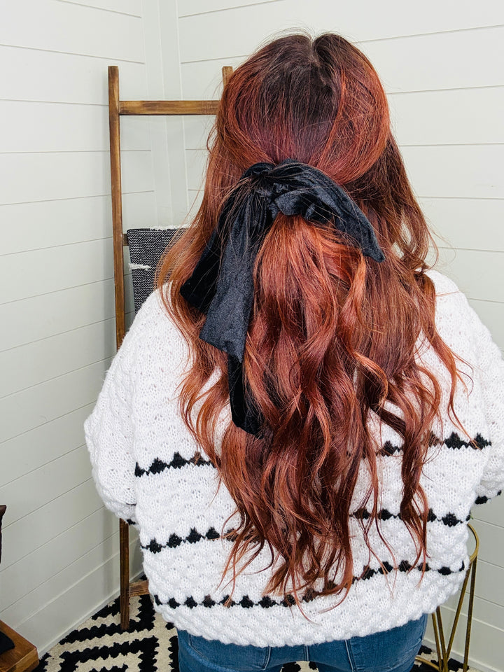 Velvet Retro Scrunchie Bow