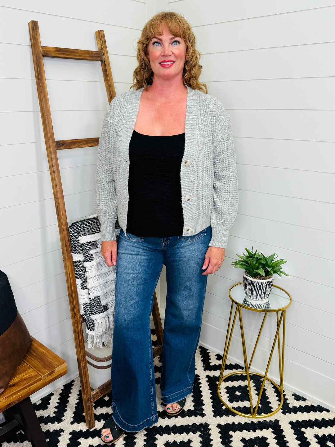 Everyday Grey Waffle Knit Cardigan