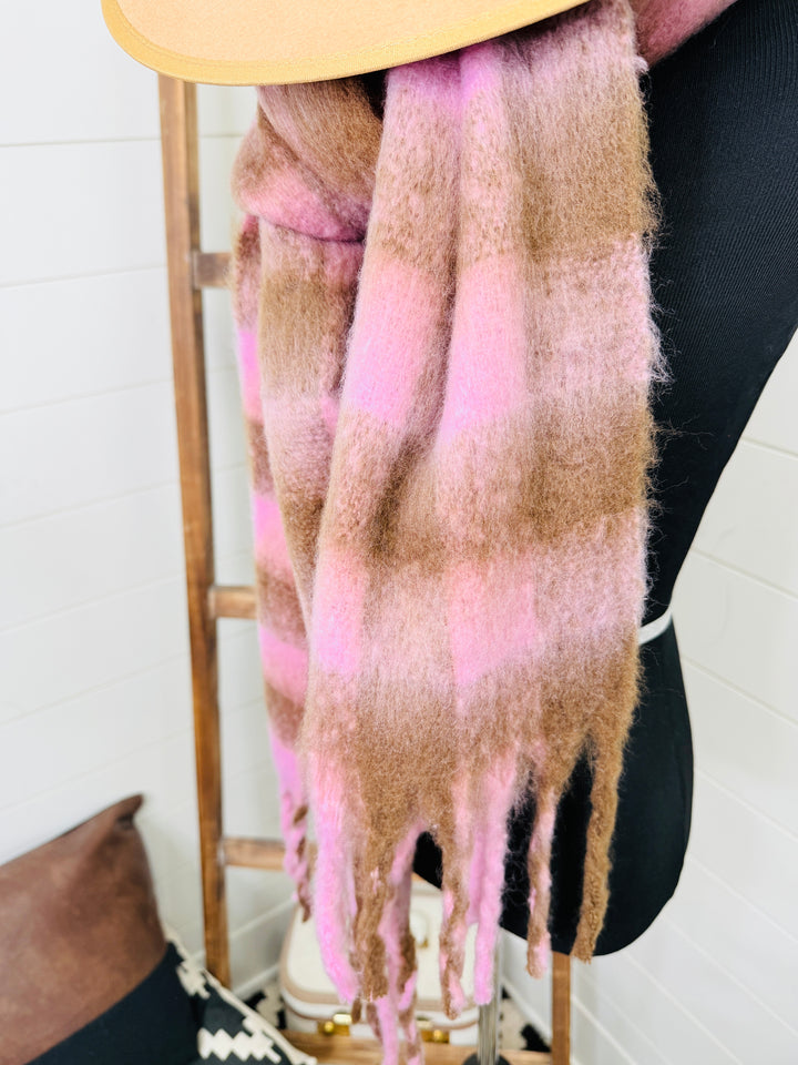 Cozy Fringe Plaid Scarf: 2 Colors