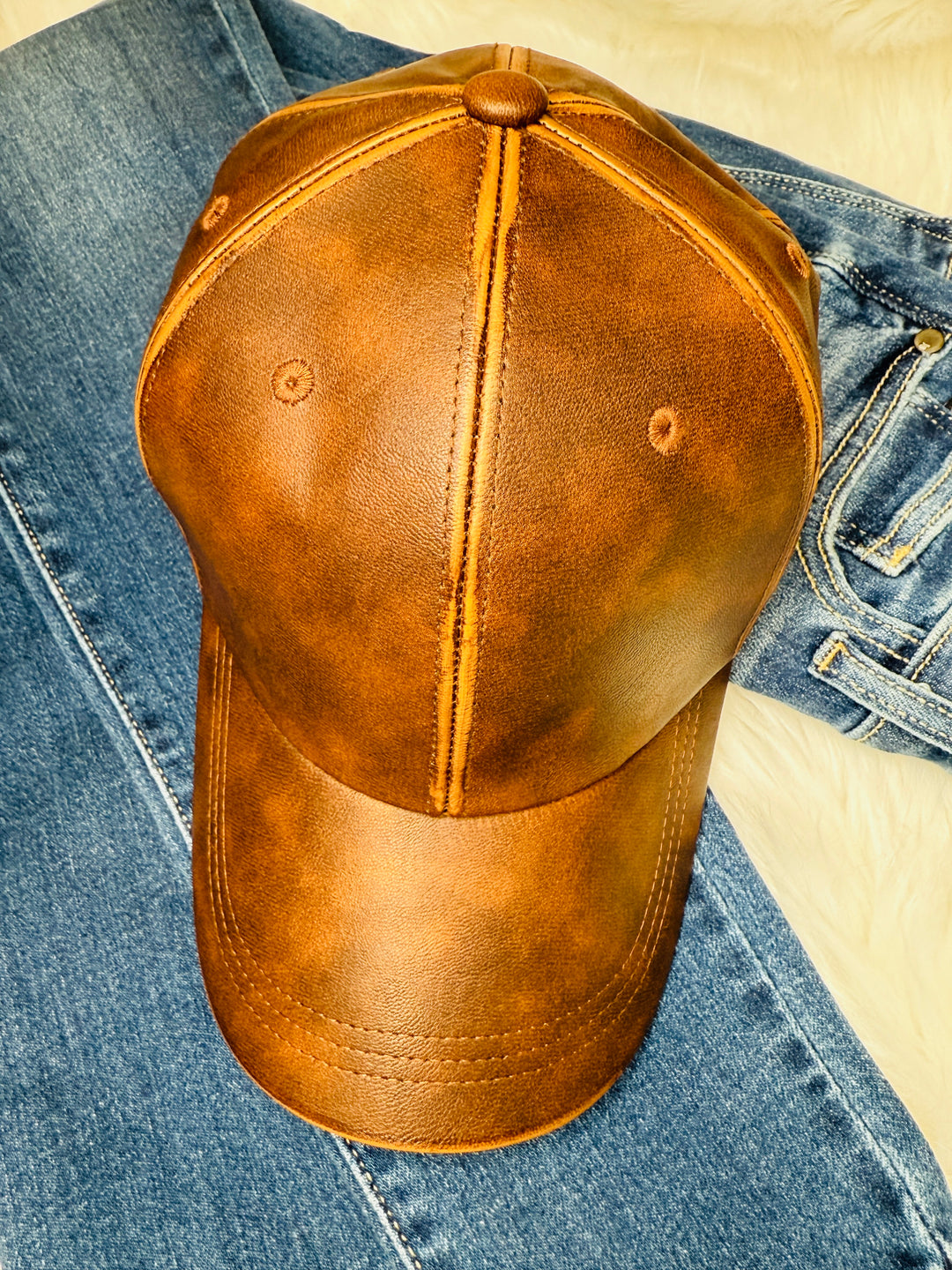 Chic Leather Baseball Cap : 2 Colors