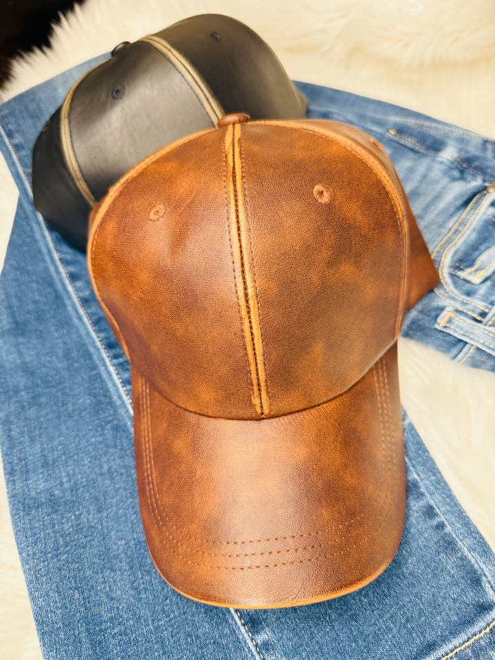 Chic Leather Baseball Cap : 2 Colors