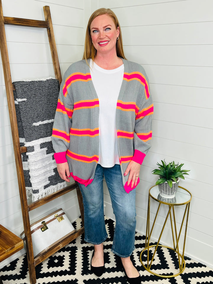 Bright Stripe Boyfriend Cardigan