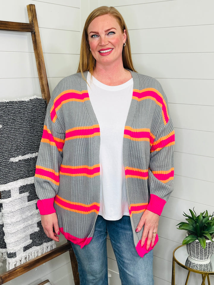 Bright Stripe Boyfriend Cardigan