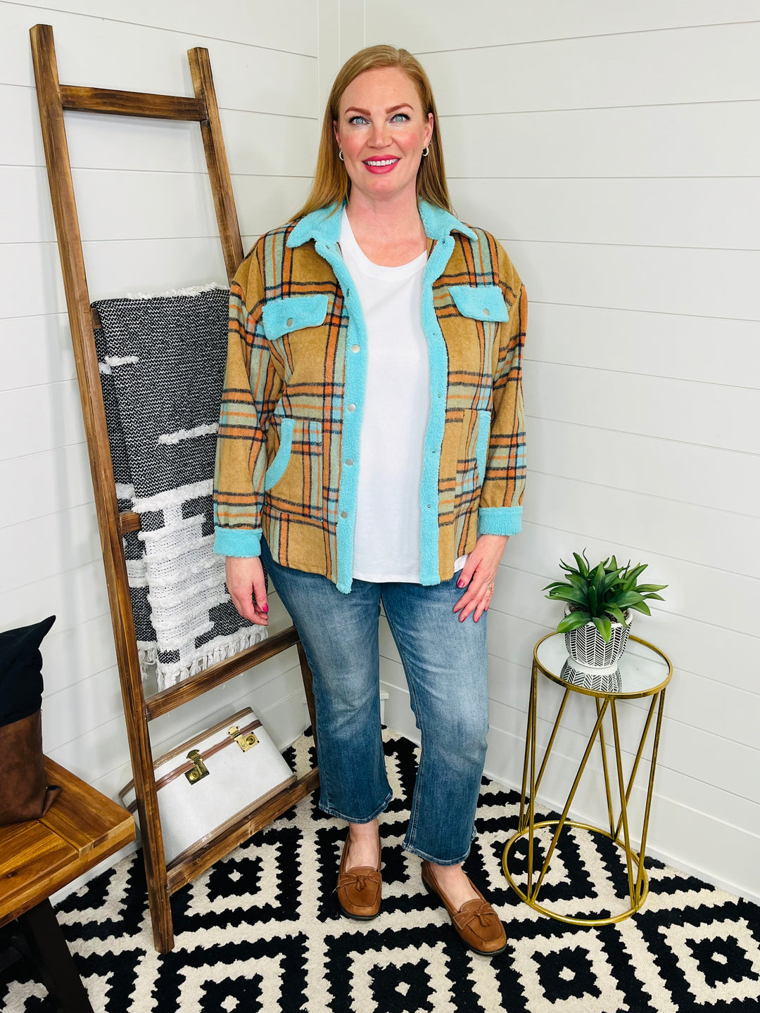 Touch of Turquoise Flannel Shacket