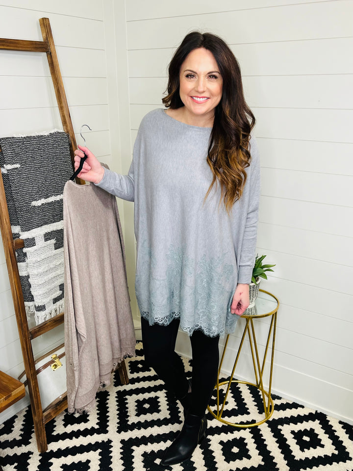 Lace Trim Sweater Tunic : 2 Colors