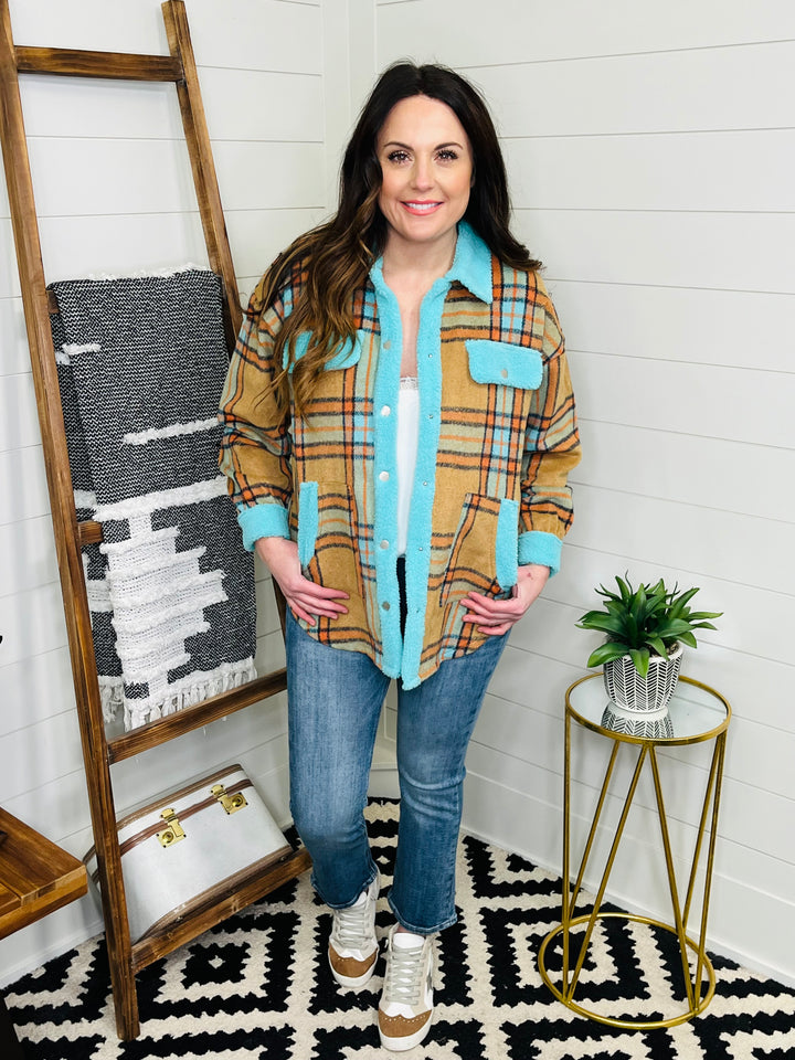 Touch of Turquoise Flannel Shacket