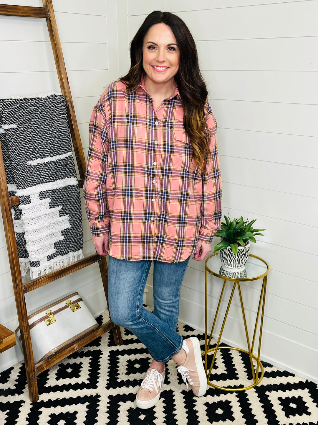 Love Lindsey Pink Plaid Button Up