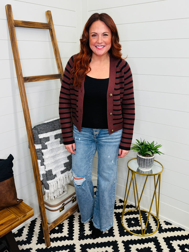 Brown and Black Stripe Cardigan