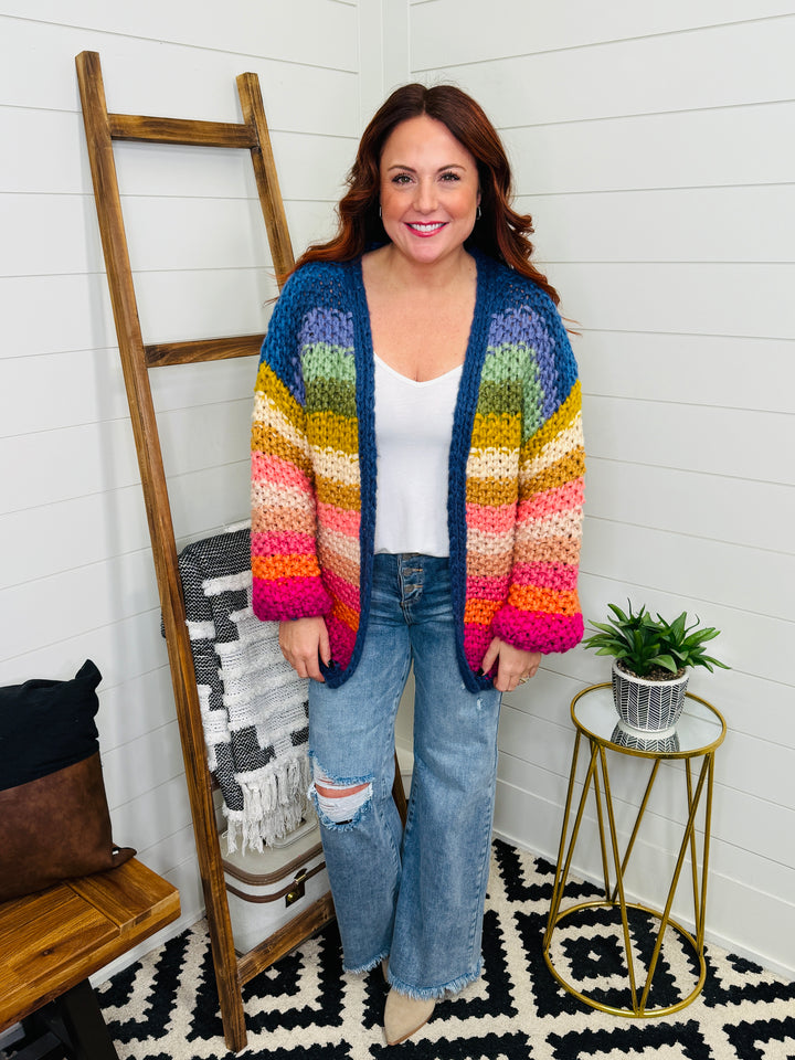 Rainbow Chunky Knit Cardigan