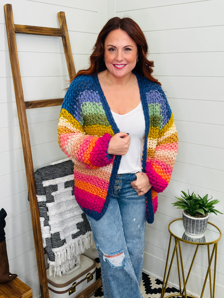 Rainbow Chunky Knit Cardigan