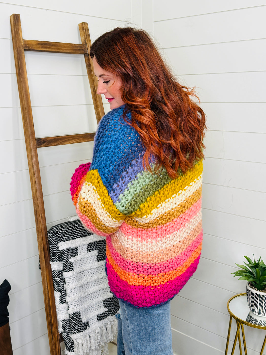 Rainbow Chunky Knit Cardigan