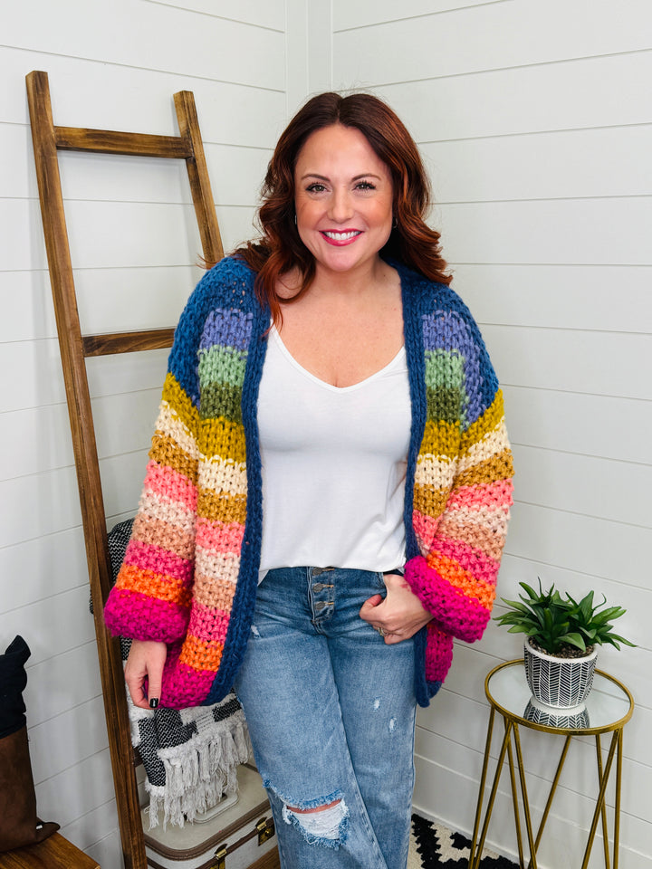 Rainbow Chunky Knit Cardigan