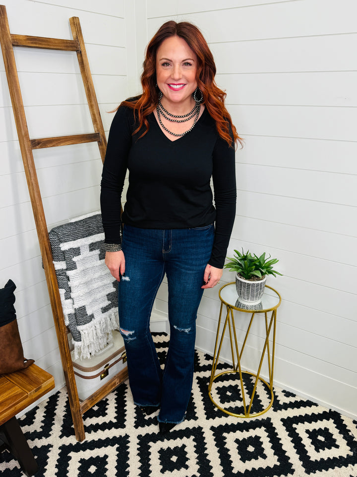 YMI High Rise Flare Frayed Hem Jean