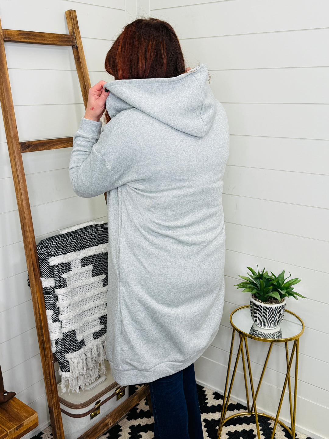 Zip Up Longline Hoodie with Pockets
