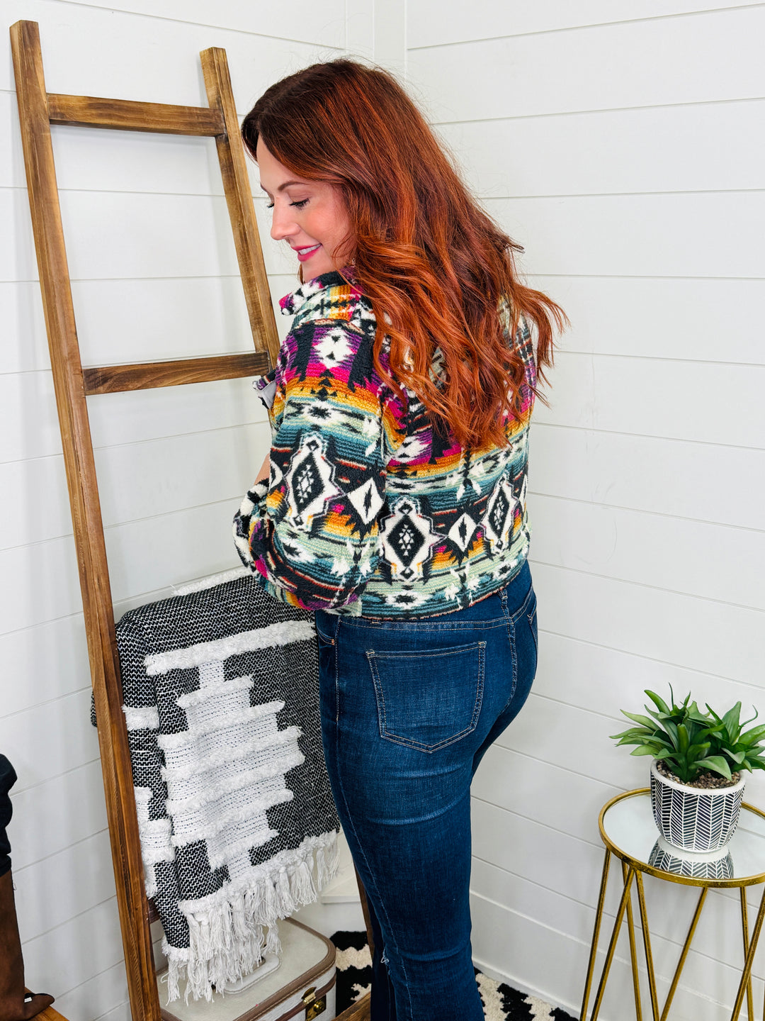 Drop Should Fleece Multi Color Aztec Jacket