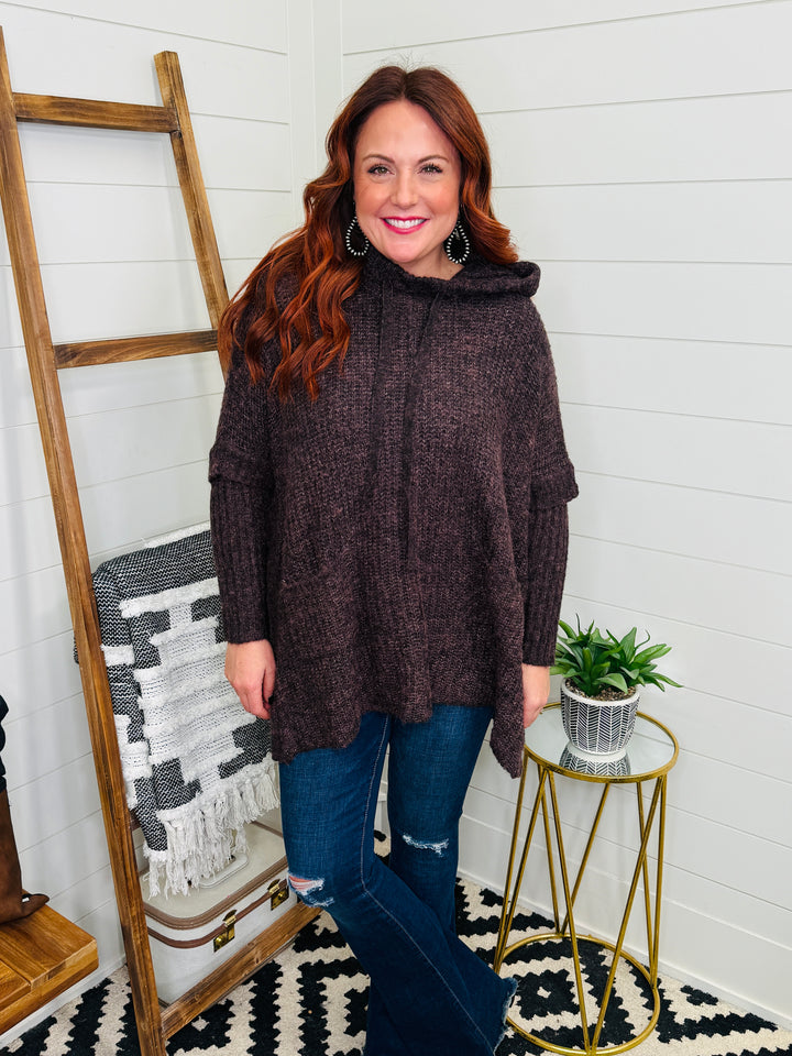Plum Poncho Hoodie Sweater