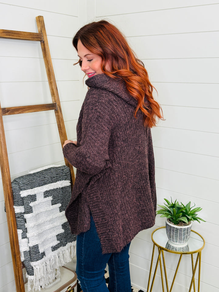 Plum Poncho Hoodie Sweater