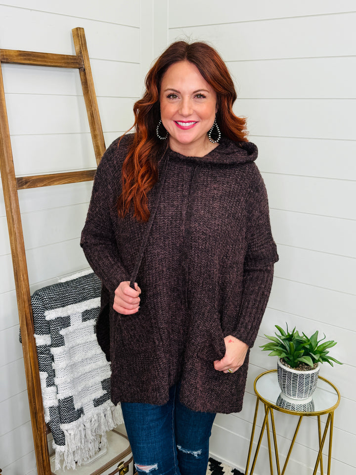 Plum Poncho Hoodie Sweater