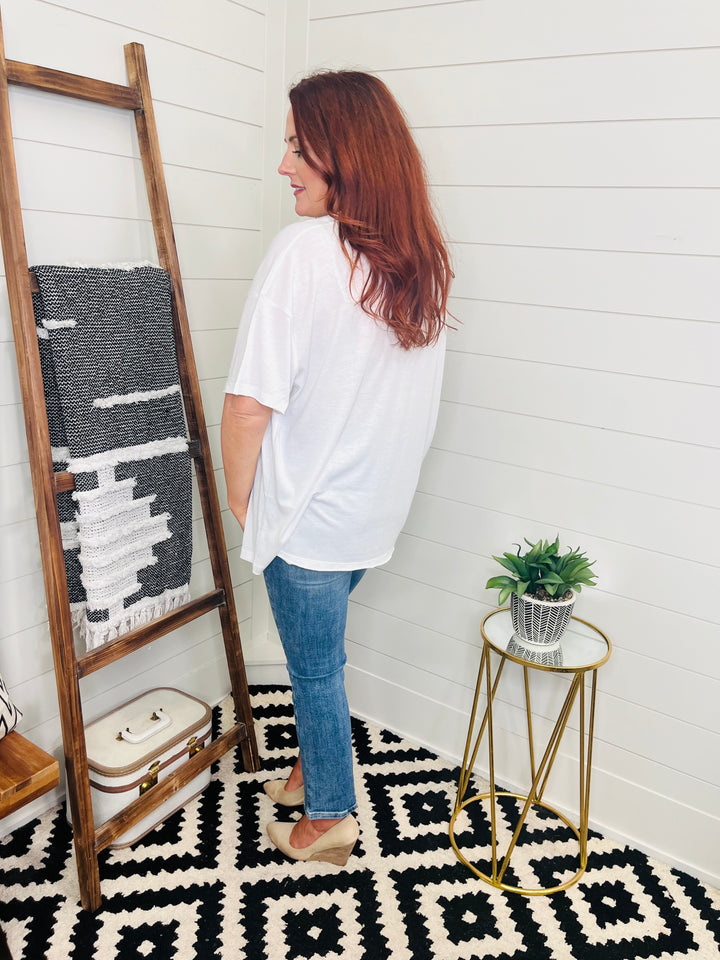 Tri Blend Raw Edge Boyfriend Tee: 2 Colors