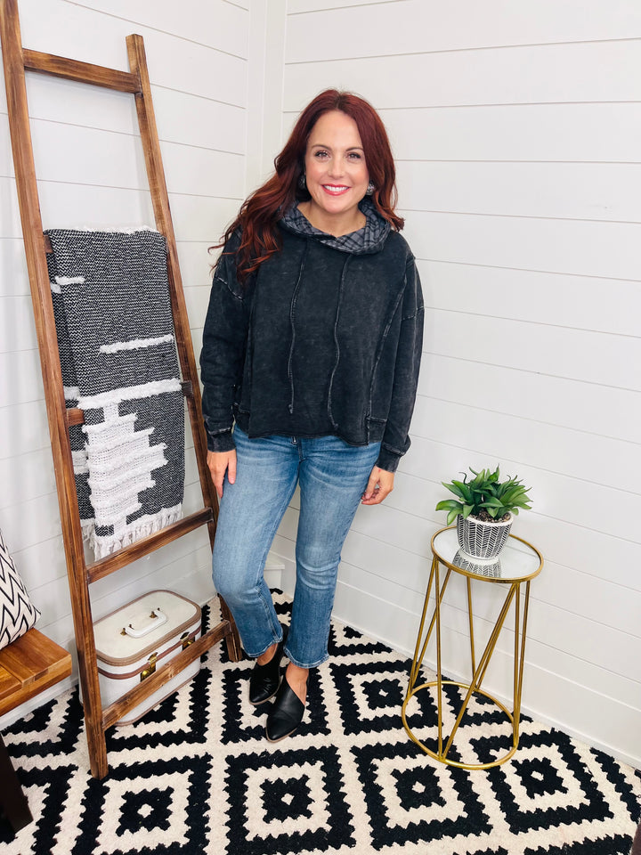 Vintage Wash Plaid Hoodie