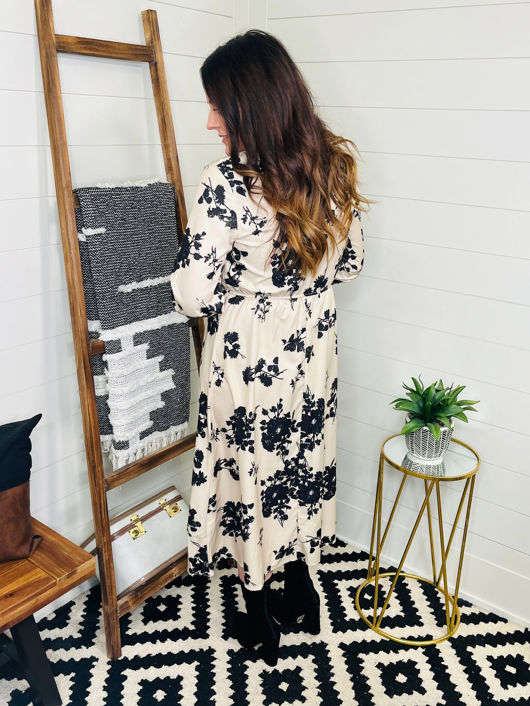 Refined Floral Midi Dress