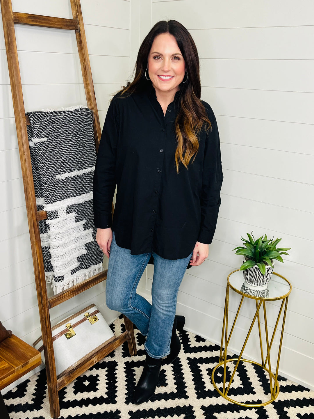 Essential Black Button Up Tunic