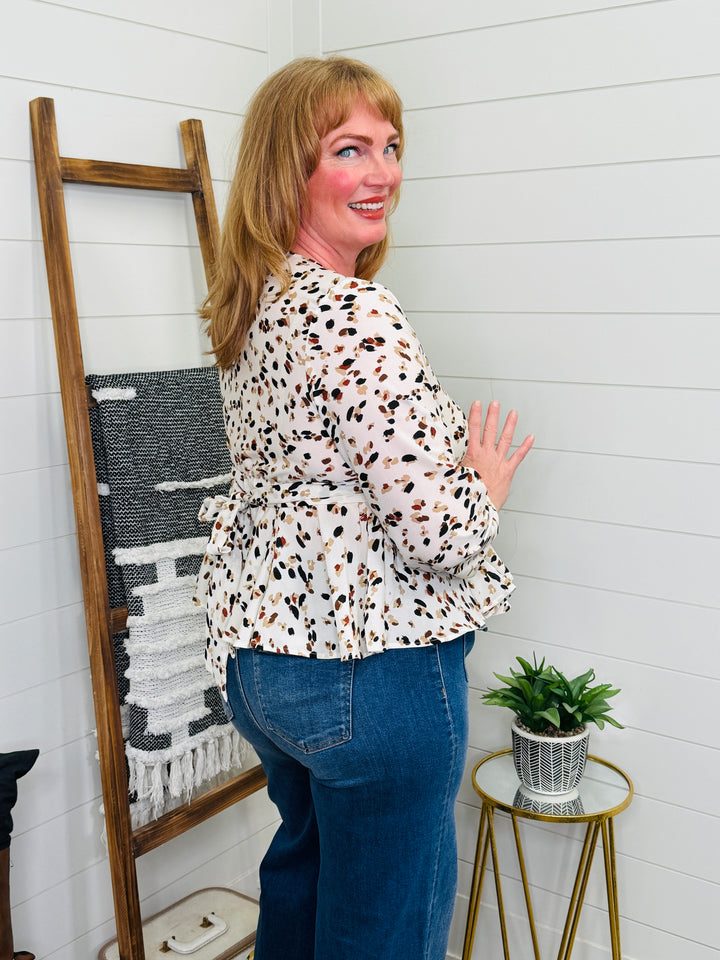 Honey Printed Tied Peplum Top