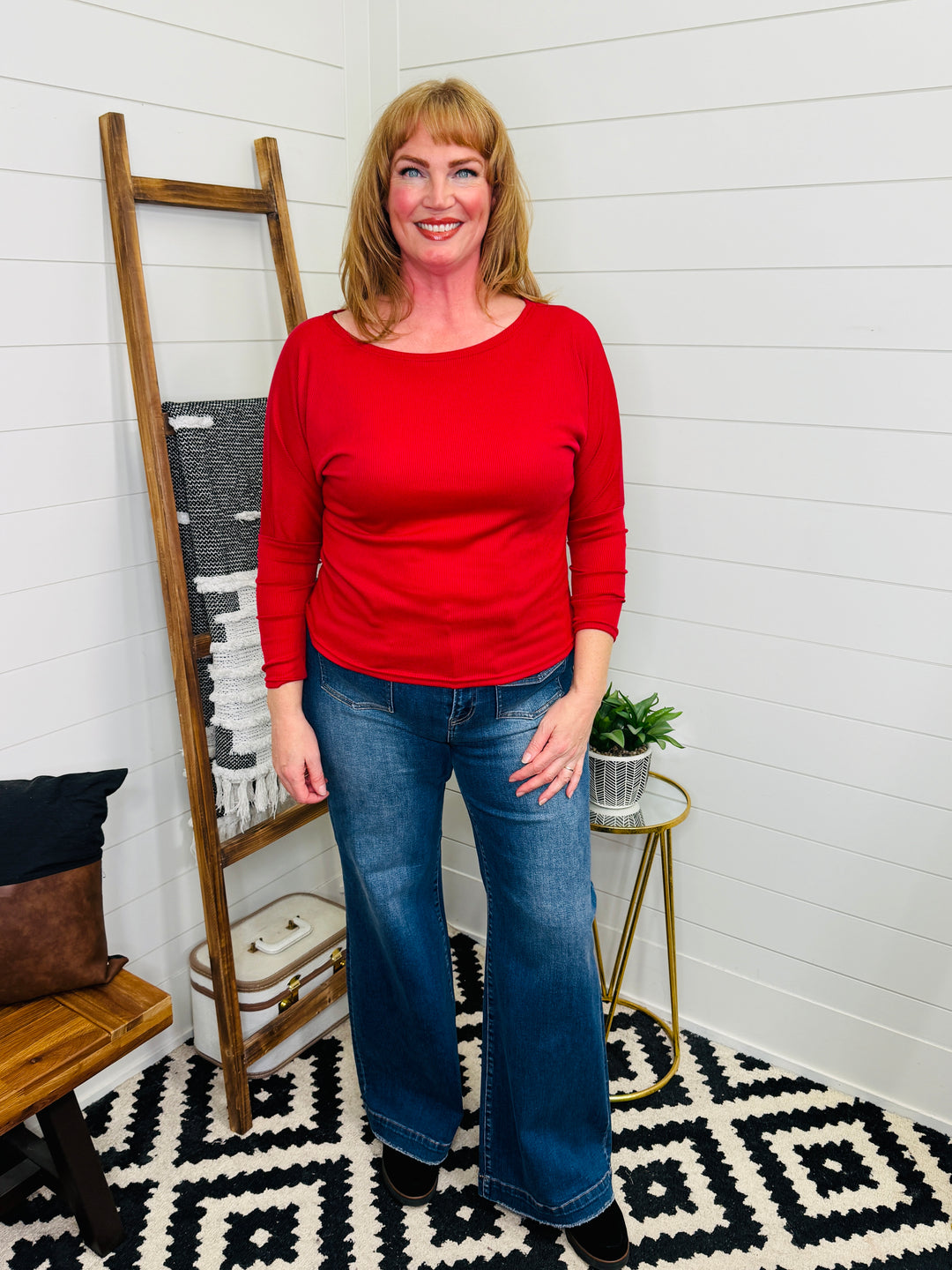 Ruby Boatneck Ribbed Top