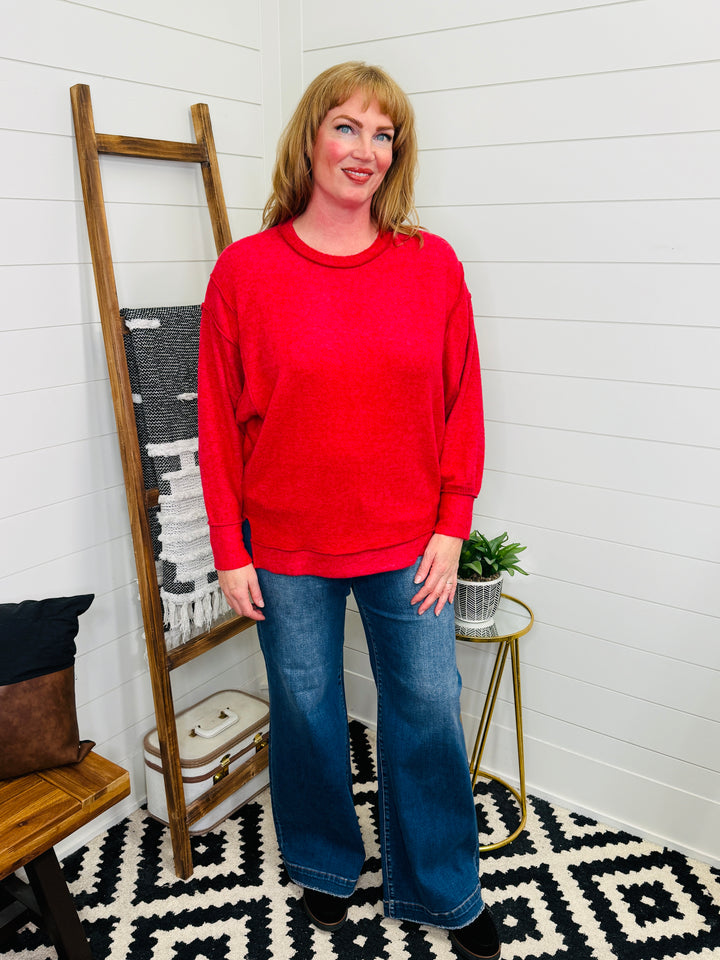 DOORBUSTER DEAL Cloud Soft Exposed Seam Sweater: 6 Colors