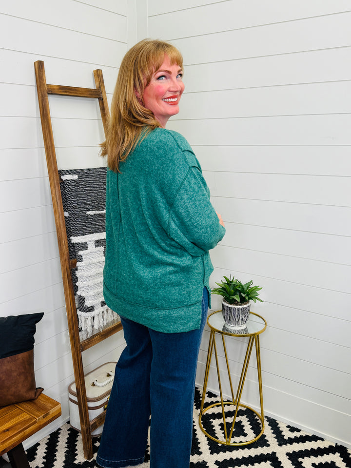 DOORBUSTER DEAL Cloud Soft Exposed Seam Sweater: 6 Colors