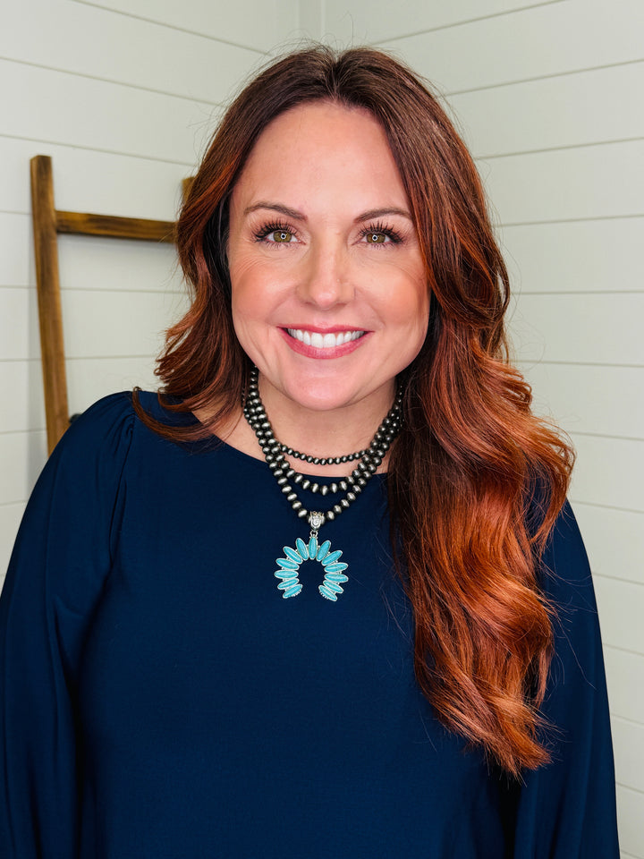 Triple Stand Navajo and Turquoise Bead Necklace