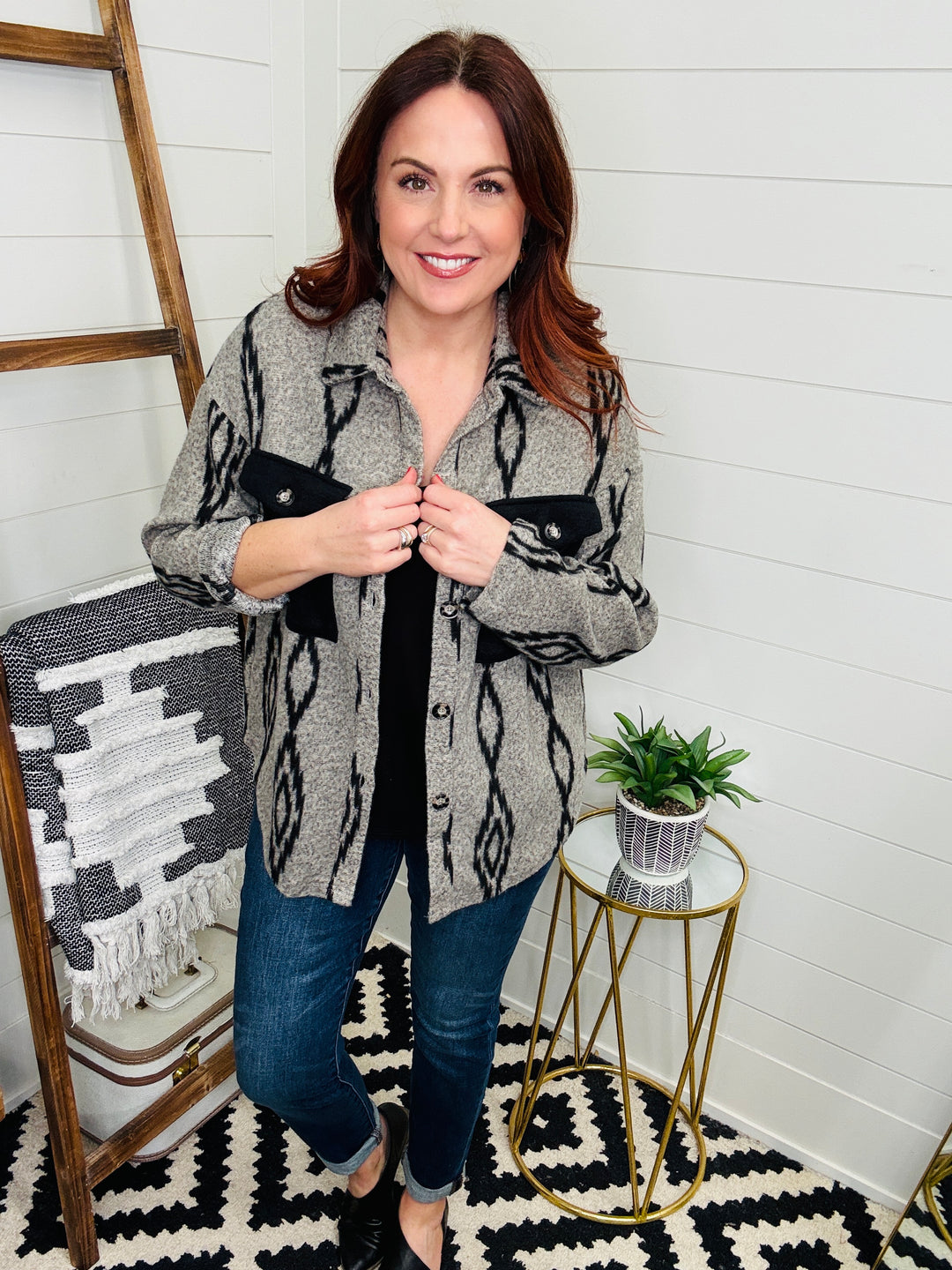 Patch Pocket Aztec Shacket