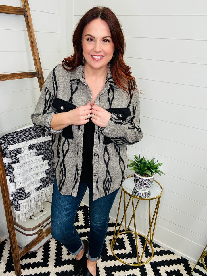 Patch Pocket Aztec Shacket