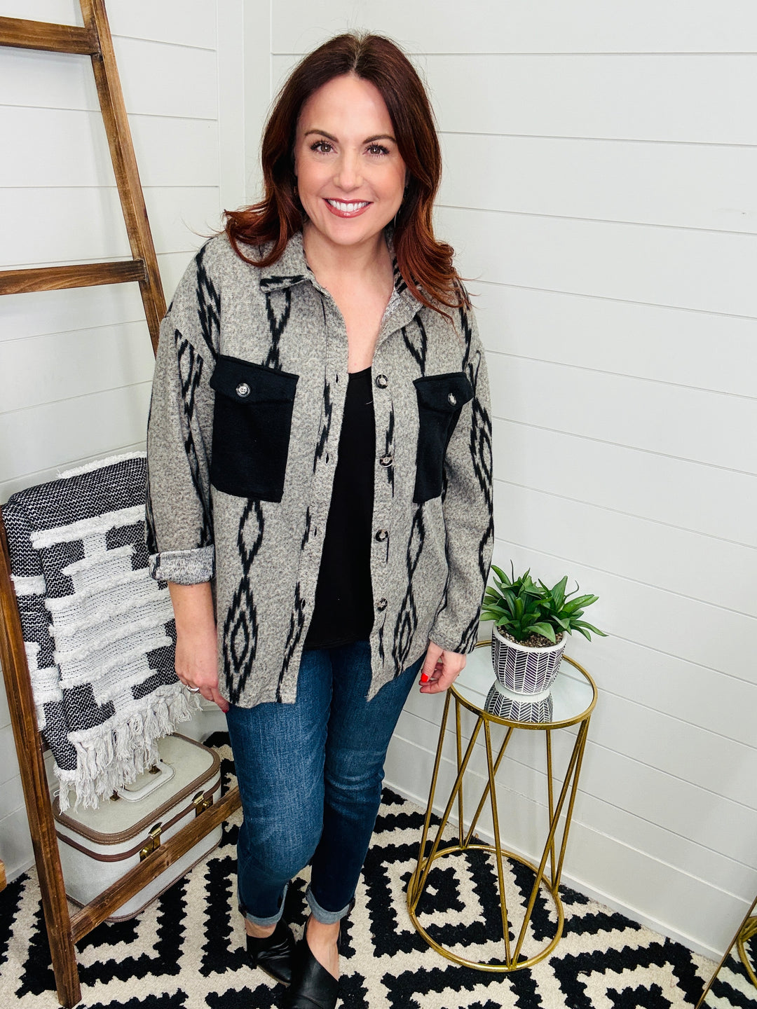 Patch Pocket Aztec Shacket