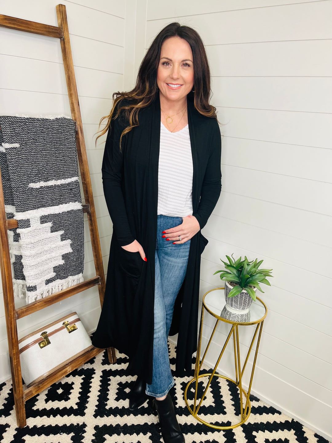 Long Sleeve Open Front Duster - Main Image