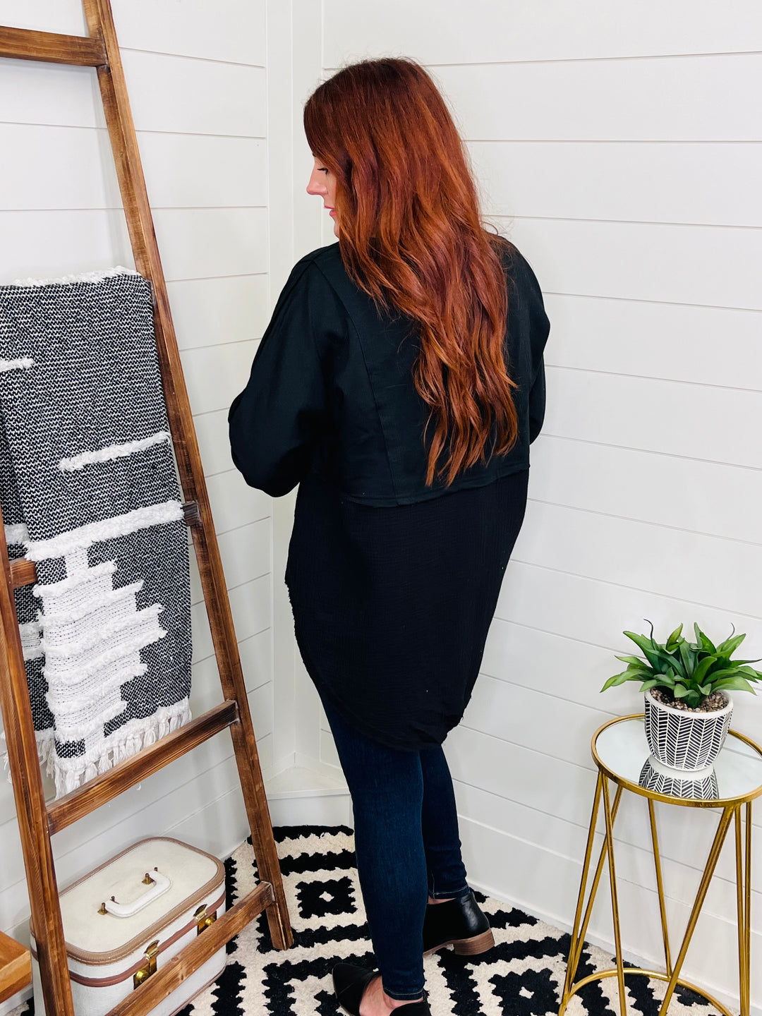 Textured Drop Shoulder Tunic: 2 Colors
