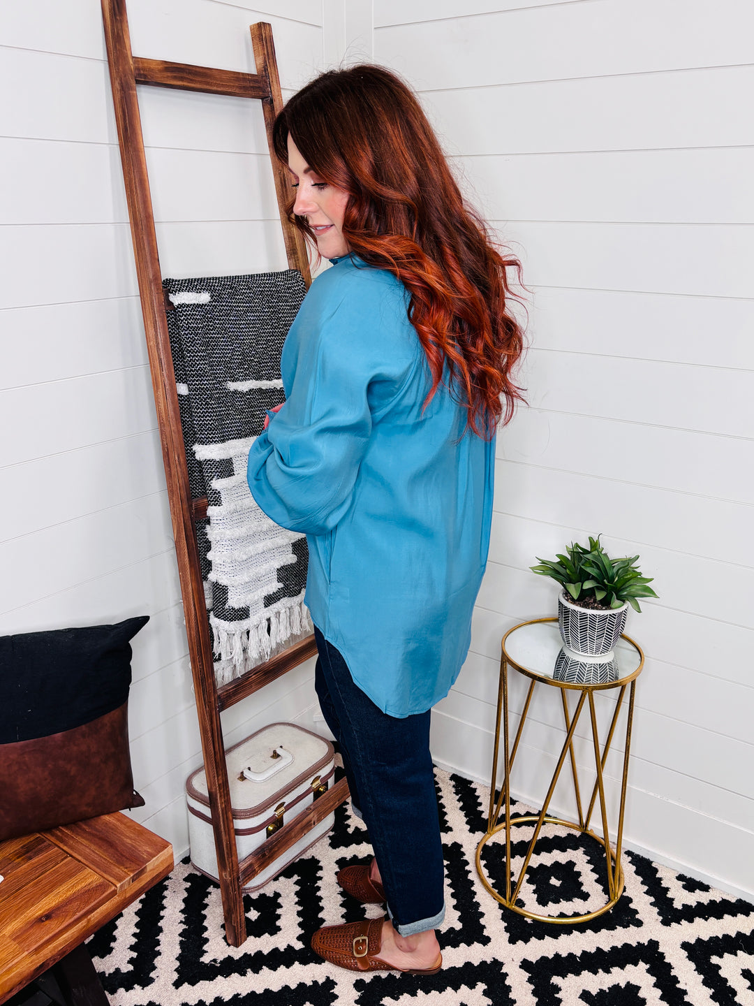 Blue Lantern Sleeve Button Up