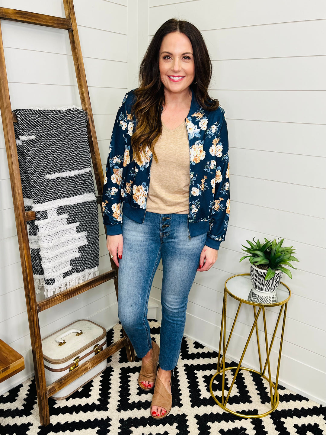 Love Lindsey Floral Bomber Jacket