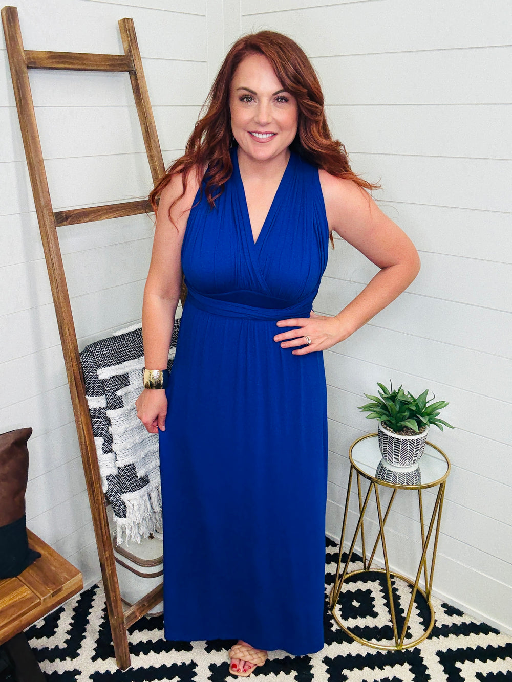 Blue Beauty Grecian Halter Tie Maxi Dress Blue Beauty Grecian Halter Tie Maxi Dress