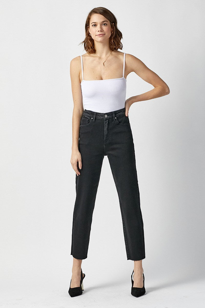 RISEN Hannah High Rise Boyfriend Cropped Raw Edge Jeans